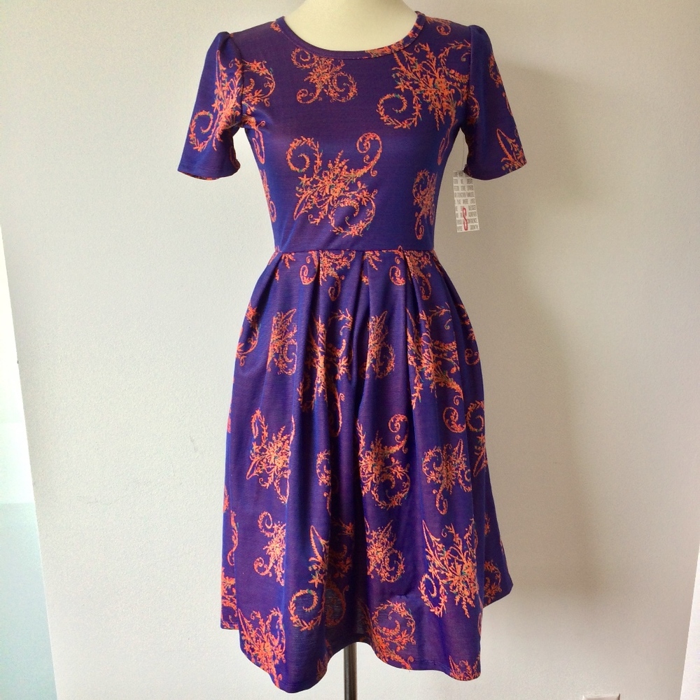 NWT LuLaRoe Amelia Jacquard Fit and Flare Dress